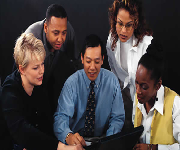 Group of employees working together